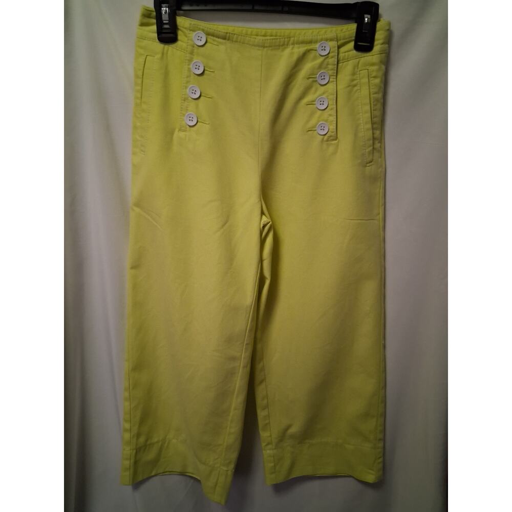 Talbots Women Wide Leg Sailor Pants Citrus Honey/Yellow Summer Preppy Chic Sz 0P